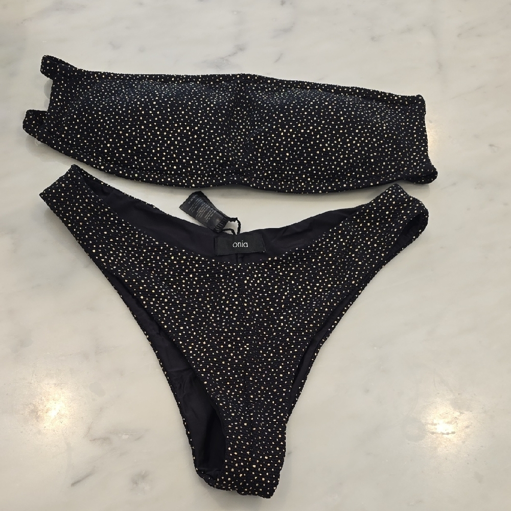 Onia Black Bikini with White Dots